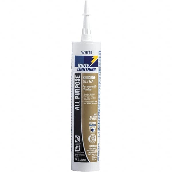 White Lightning - 10 oz Cartridge White RTV Silicone Caulk - 150°F Max Operating Temp - Benchmark Tooling