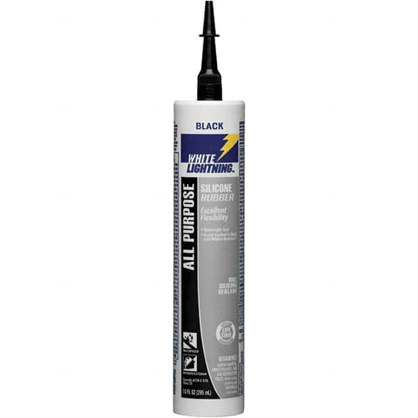 White Lightning - 10 oz Cartridge Black RTV Silicone Joint Sealant - -80 to 400°F Operating Temp, 30 min Tack Free Dry Time, 24 hr Full Cure Time - Benchmark Tooling