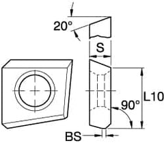 Kennametal - 4.21503 Grade K110M Carbide Milling Insert - Uncoated, 0.1969" Thick, 15mm Inscribed Circle - Benchmark Tooling