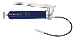 Lincoln - 4,500 Max psi, Flexible Lever Grease Gun - 14-1 & 2 oz (Cartridge) & 16 oz (Bulk) Capacity, 1/8 Thread Outlet, 33 Strokes per oz, Bulk & Cartridge Fill, Includes Coupler - Benchmark Tooling