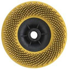 3M - 4-1/2" 80 Grit Ceramic Straight Disc Brush - Medium Grade, Threaded Hole Connector, 3/4" Trim Length, 5/8-11 Threaded Arbor Hole - Benchmark Tooling