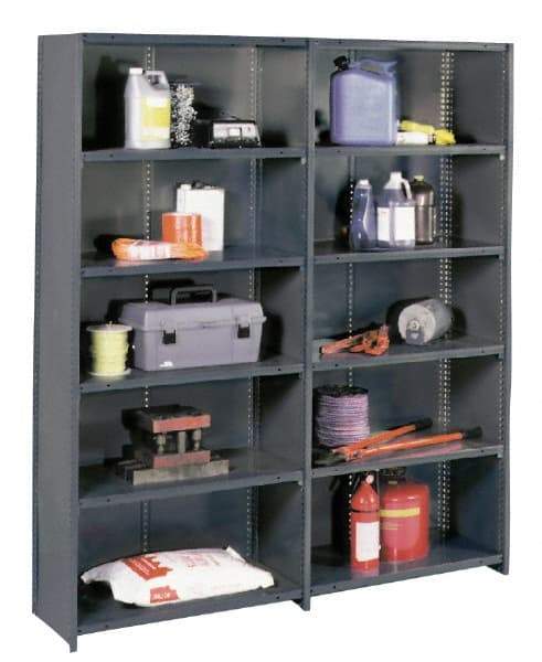 Value Collection - 5 Shelf, 500 Lb. Capacity, Closed Shelving Add-On Unit - 48 Inch Wide x 12 Inch Deep x 85 Inch High, Gray - Benchmark Tooling