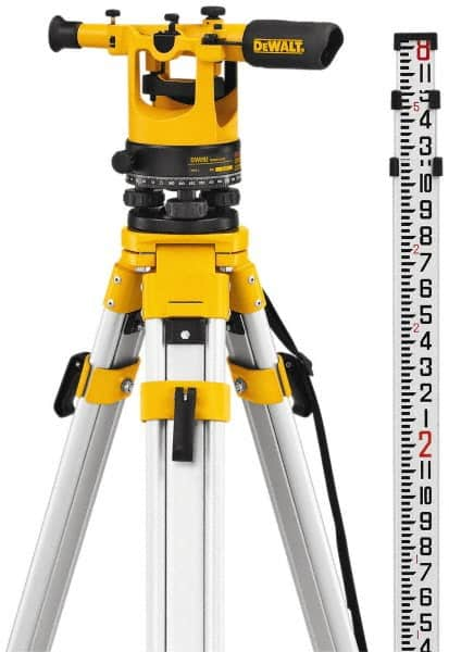 DeWALT - 20x Magnification, 5 to 200 Ft. Measuring Range, Transit Optical Level Kit - Accuracy 1/4 Inch at 100 Ft., Kit Includes Aluminum Tripod with Quick Adjust Legs - Benchmark Tooling