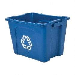 Rubbermaid - 14 Gal Blue Rectangle Recycling Container - Polyethylene, 14-3/4" High x 20-3/4" Long x 16" Wide - Benchmark Tooling