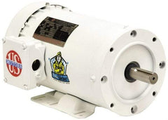 US Motors - 1 hp, TENV Enclosure, No Thermal Protection, 3,450 RPM, 208-230/460 Volt, 60 Hz, Three Phase Energy Efficient Motor - Size 56C Frame, C-Face/Base Mount, 1 Speed, Ball Bearings, 2.534 Full Load Amps, F Class Insulation, Reversible - Benchmark Tooling