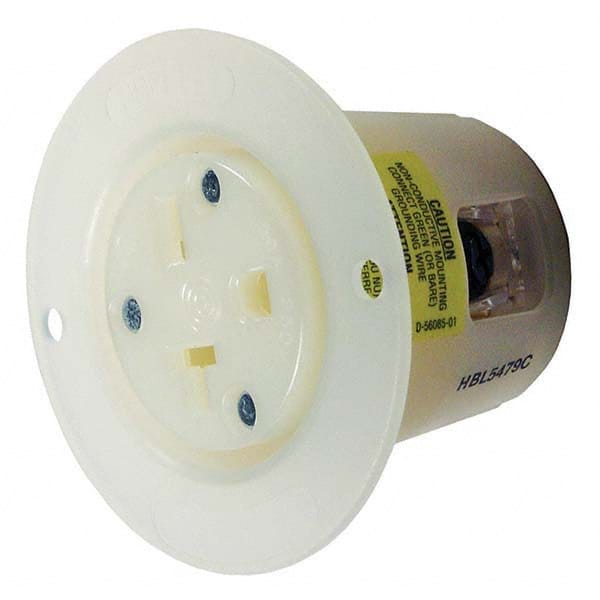 Hubbell Wiring Device-Kellems - 250V 20A NEMA 6-20R Commercial Grade White Straight Blade Flanged Receptacle - Benchmark Tooling