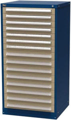 Vidmar - 15 Drawer, Modular Storage Cabinet - Steel, 30" Wide x 27-3/4" Deep x 59" High, Blue & Beige - Benchmark Tooling