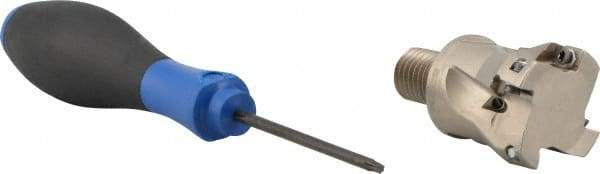 Seco - 1-1/2" Cut Diam, 0.433" Max Depth of Cut, 1.57" OAL, Indexable Square Shoulder End Mill - XO.X 1204 Inserts, M16 Modular Connection, 90° Lead Angle, Through Coolant, Series Super Turbo - Benchmark Tooling