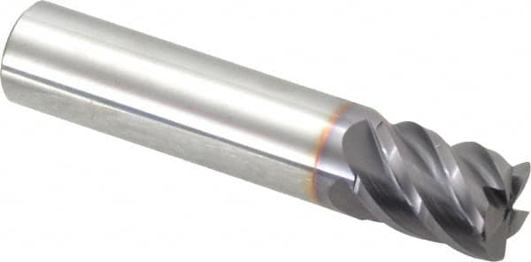 Niagara Cutter - 1/2", 5 Flute, Single End, Solid Carbide, 0.03" Corner Radius End Mill - 2-1/2" OAL, 45° Helix, Right Hand Flute, 5/8" LOC, Right Hand Cut - Benchmark Tooling