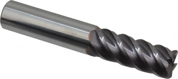 Niagara Cutter - 1/2", 5 Flute, Single End, Solid Carbide, 0.045" Corner Radius End Mill - 3" OAL, 45° Helix, Right Hand Flute, 1-1/4" LOC, Right Hand Cut - Benchmark Tooling