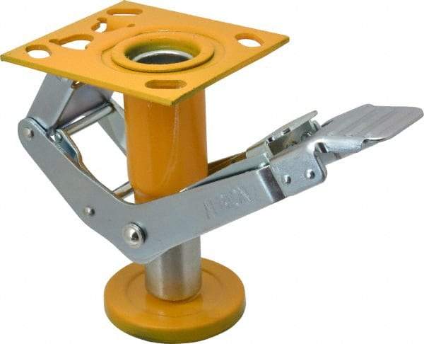 Albion - 7-1/2" Mounting Height, Position Floor Lock for 6" Diam Caster Wheels - 1-1/2" Retracted Clearance - Benchmark Tooling