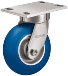 Albion - 5" Diam x 2" Wide x 6-1/2" OAH Top Plate Mount Swivel Caster - Neoprene, 600 Lb Capacity, Precision Sealed Bearing, 4 x 4-1/2" Plate - Benchmark Tooling