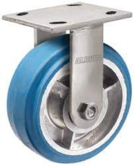 Albion - 4" Diam x 2" Wide x 5-5/8" OAH Top Plate Mount Rigid Caster - Neoprene, 500 Lb Capacity, Roller Bearing, 4 x 4-1/2" Plate - Benchmark Tooling