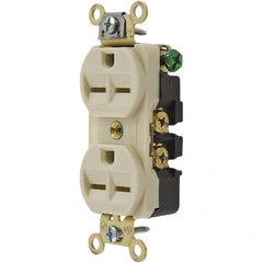 Hubbell Wiring Device-Kellems - 250 VAC 15A NEMA 6-15R Industrial Grade Ivory Straight Blade Duplex Receptacle - Benchmark Tooling