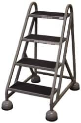 Cotterman - 42" 4 Step MasterStep Rolling Office Ladder - Assembled, 450 Lb Capacity, 36" Platform Height, 26" Base Width x 39" Base Depth, Rubber Matted - Benchmark Tooling