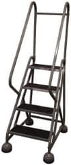 Cotterman - 42" 4 Step MasterStep Rolling Office Ladder - Assembled, 450 Lb Capacity, 36" Platform Height, 26" Base Width x 39" Base Depth, Rubber Matted - Benchmark Tooling