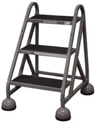 Cotterman - 33" 3 Step MasterStep Rolling Office Ladder - Assembled, 450 Lb Capacity, 27" Platform Height, 25" Base Width x 34" Base Depth, Rubber Matted - Benchmark Tooling