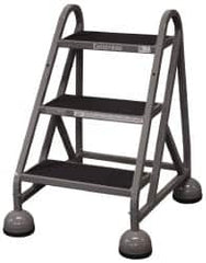 Cotterman - 33" 3 Step MasterStep Rolling Office Ladder - Assembled, 450 Lb Capacity, 27" Platform Height, 25" Base Width x 34" Base Depth, Rubber Matted - Benchmark Tooling