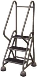Cotterman - 33" 3 Step MasterStep Rolling Office Ladder - Assembled, 450 Lb Capacity, 27" Platform Height, 25" Base Width x 34" Base Depth, Rubber Matted - Benchmark Tooling