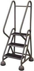 Cotterman - 33" 3 Step MasterStep Rolling Office Ladder - Assembled, 450 Lb Capacity, 27" Platform Height, 25" Base Width x 34" Base Depth, Rubber Matted - Benchmark Tooling