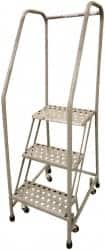 Cotterman - 80" 5 Step Rolling Warehouse Ladder - Assembled, 450 Lb Capacity, 50" Platform Height, 30" Base Width x 40" Base Depth, Perforated Tread - Benchmark Tooling