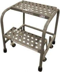 Cotterman - 20" 2 Step Rolling Warehouse Ladder - Assembled, 450 Lb Capacity, 20" Platform Height, 26" Base Width x 18" Base Depth, Perforated Tread - Benchmark Tooling