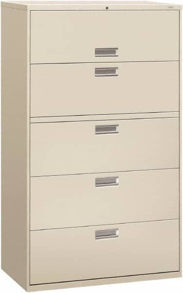 Hon - 42" Wide x 67" High x 19-1/4" Deep, 5 Drawer Roll-Out, Roll-Out Posting - Steel, Light Gray - Benchmark Tooling