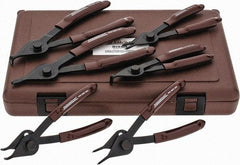 Paramount - 6 Piece, 3/8 to 1-3/4" Bore, 1/8 to 1-7/16" Shaft, Internal/External Retaining Ring Pliers Set - 0.038 to 0.07" Tip Diam Range - Benchmark Tooling