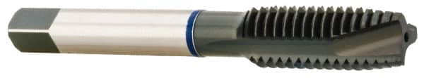 Accupro - #8-32, 3 Flute, Oxide Finish, Vanadium High Speed Steel Spiral Point Tap - Plug Chamfer, Right Hand Thread, 2-1/8" OAL, 13mm Thread Length, 4.267mm Shank Diam - Exact Industrial Supply