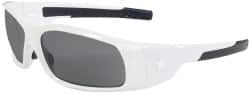 MCR Safety - Gray Lenses, Framed Safety Glasses - Anti-Fog, Scratch Resistant, White Polycarbonate Frame, Wrap Around - Benchmark Tooling