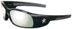 MCR Safety - Silver Mirror Lenses, Framed Safety Glasses - Scratch Resistant, Black Polycarbonate Frame, Wrap Around - Benchmark Tooling