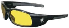 MCR Safety - Amber Lenses, Framed Safety Glasses - Scratch Resistant, Black Polycarbonate Frame, Wrap Around - Benchmark Tooling