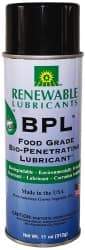 Renewable Lubricants - 11 oz Aerosol Thin Oily Film Penetrant/Lubricant - 0°F to 280°F, Food Grade - Benchmark Tooling