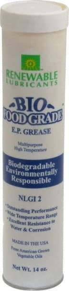 Renewable Lubricants - 14 oz Cartridge Biobased Extreme Pressure Grease - White, Extreme Pressure, Food Grade & High Temperature, 590°F Max Temp, NLGIG 2, - Benchmark Tooling