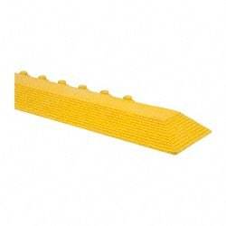 Wearwell - 39" Long x 3" Wide x 5/8" Thick, Anti-Fatigue Modular Matting Ramp Edge - Male, Yellow, For Dry & Wet Areas, Series 572 - Benchmark Tooling