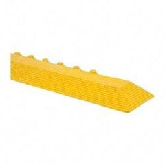 Wearwell - 39" Long x 3" Wide x 5/8" Thick, Anti-Fatigue Modular Matting Ramp Edge - Male, Yellow, For Dry & Wet Areas, Series 572 - Benchmark Tooling