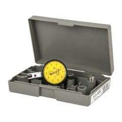 Mitutoyo - 0.2 mm Range, 0.002 mm Dial Graduation, Horizontal Dial Test Indicator - 1.5748 Inch Yellow Dial, 0-100-0 Dial Reading, Accurate to 0.003 Inch - Benchmark Tooling