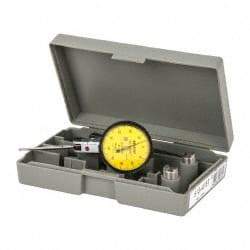 Mitutoyo - 1 mm Range, 0.01 mm Dial Graduation, Horizontal Dial Test Indicator - 1.5748 Inch Yellow Dial, 0-50-0 Dial Reading, Accurate to 0.01 Inch - Benchmark Tooling