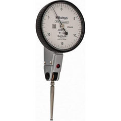 Mitutoyo - 0.03 Inch Range, 0.0005 Inch Dial Graduation, Horizontal Dial Test Indicator - 1.5748 Inch White Dial, 0-15-0 Dial Reading, Accurate to 0.0005 Inch - Benchmark Tooling