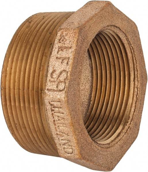 Merit Brass - Class 125, 2 x 1-1/2" Internal Pipe, Lead Free Brass Hex Bushing - MNPT x FNPT - Benchmark Tooling