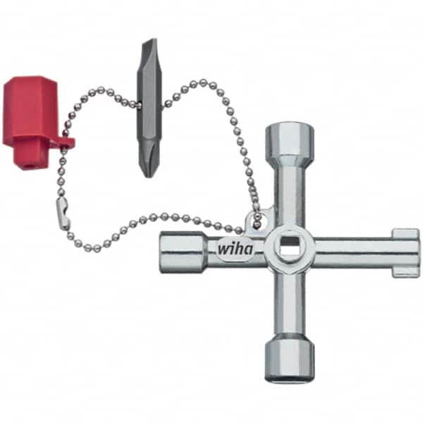 Wiha - Pullers, Extractors & Specialty Wrenches Type: Cabinet Key Capacity: Slotted & Phillips Insert Bits, Square 5, 6, 8mm, Triangle 9mm, 2-way Key Bit 5mm ID/9mmOD - Benchmark Tooling