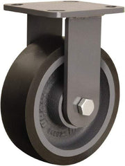 Hamilton - 6" Diam x 2" Wide x 7-1/2" OAH Top Plate Mount Rigid Caster - Polyurethane Mold onto Cast Iron Center, 1,560 Lb Capacity, Sealed Precision Ball Bearing, 4 x 4-1/2" Plate - Benchmark Tooling