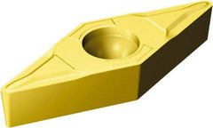 Sandvik Coromant - VBMT220 PF Grade 1525 Carbide Turning Insert - TiCN/TiN Finish, 35° Diamond, 1/4" Inscr Circle, 1/8" Thick, 0.2mm Corner Radius - Benchmark Tooling