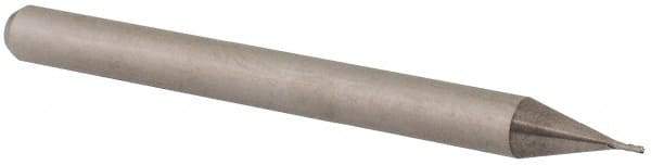 Accupro - 0.015", 0.045" LOC, 1/8" Shank Diam, 1-1/2" OAL, 4 Flute, Solid Carbide Square End Mill - Single End, Uncoated, Spiral Flute, 30° Helix, Centercutting, Right Hand Cut, Right Hand Flute - Benchmark Tooling