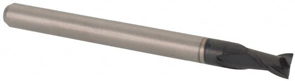 Accupro - 0.12", 0.18" LOC, 1/8" Shank Diam, 1-1/2" OAL, 2 Flute, Solid Carbide Square End Mill - Single End, AlTiN Finish, Spiral Flute, 30° Helix, Centercutting, Right Hand Cut, Right Hand Flute, Series Miniature - Benchmark Tooling