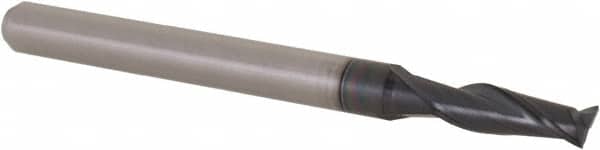 Accupro - 0.11", 0.33" LOC, 1/8" Shank Diam, 1-1/2" OAL, 2 Flute, Solid Carbide Square End Mill - Single End, AlTiN Finish, Spiral Flute, 30° Helix, Centercutting, Right Hand Cut, Right Hand Flute, Series Miniature - Benchmark Tooling