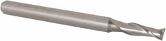 Accupro - 0.105", 0.315" LOC, 1/8" Shank Diam, 1-1/2" OAL, 2 Flute, Solid Carbide Square End Mill - Single End, Uncoated, Spiral Flute, 30° Helix, Centercutting, Right Hand Cut, Right Hand Flute, Series Miniature - Benchmark Tooling