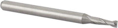 Accupro - 5/64", 0.234" LOC, 1/8" Shank Diam, 1-1/2" OAL, 2 Flute, Solid Carbide Square End Mill - Single End, Uncoated, Spiral Flute, 30° Helix, Centercutting, Right Hand Cut, Right Hand Flute, Series Miniature - Benchmark Tooling