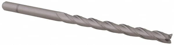 Accupro - 1/8", 1-1/2" LOC, 1/8" Shank Diam, 3" OAL, 3 Flute, Solid Carbide Square End Mill - Single End, Uncoated, Spiral Flute, 30° Helix, Centercutting, Right Hand Cut, Right Hand Flute, Series Miniature - Benchmark Tooling