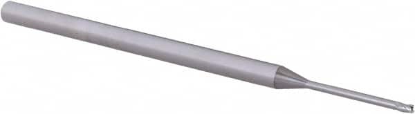 Accupro - 3/64", 0.07" LOC, 1/8" Shank Diam, 2-1/2" OAL, 3 Flute, Solid Carbide Square End Mill - Single End, Uncoated, Spiral Flute, 30° Helix, Centercutting, Right Hand Cut, Right Hand Flute, Series Miniature - Benchmark Tooling